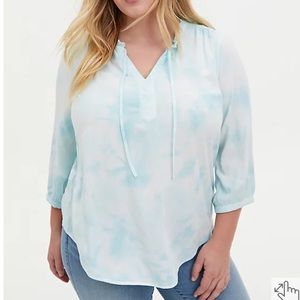 Torrid Rayon Twill Vintage Indigo Peasant Blouse XXL